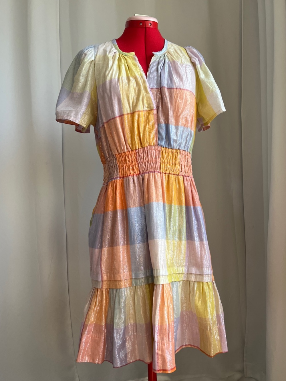 Anthropologie Pastel Rainbow Stripe Midi Dress